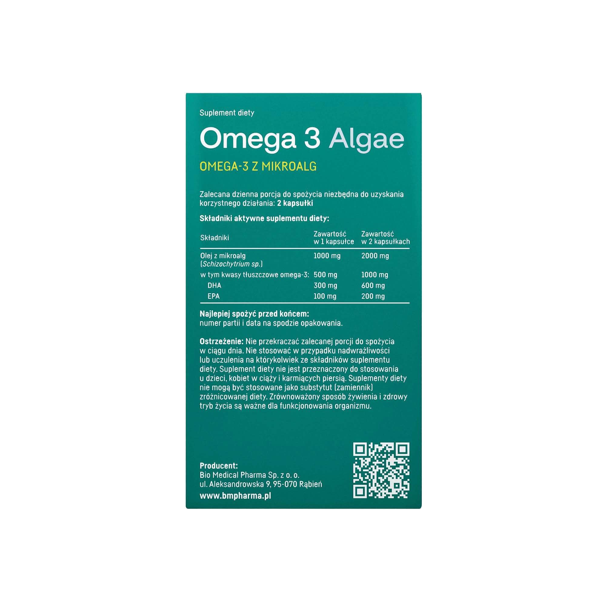 Omega 3 Algae - wegańskie DHA i EPA z mikroalg