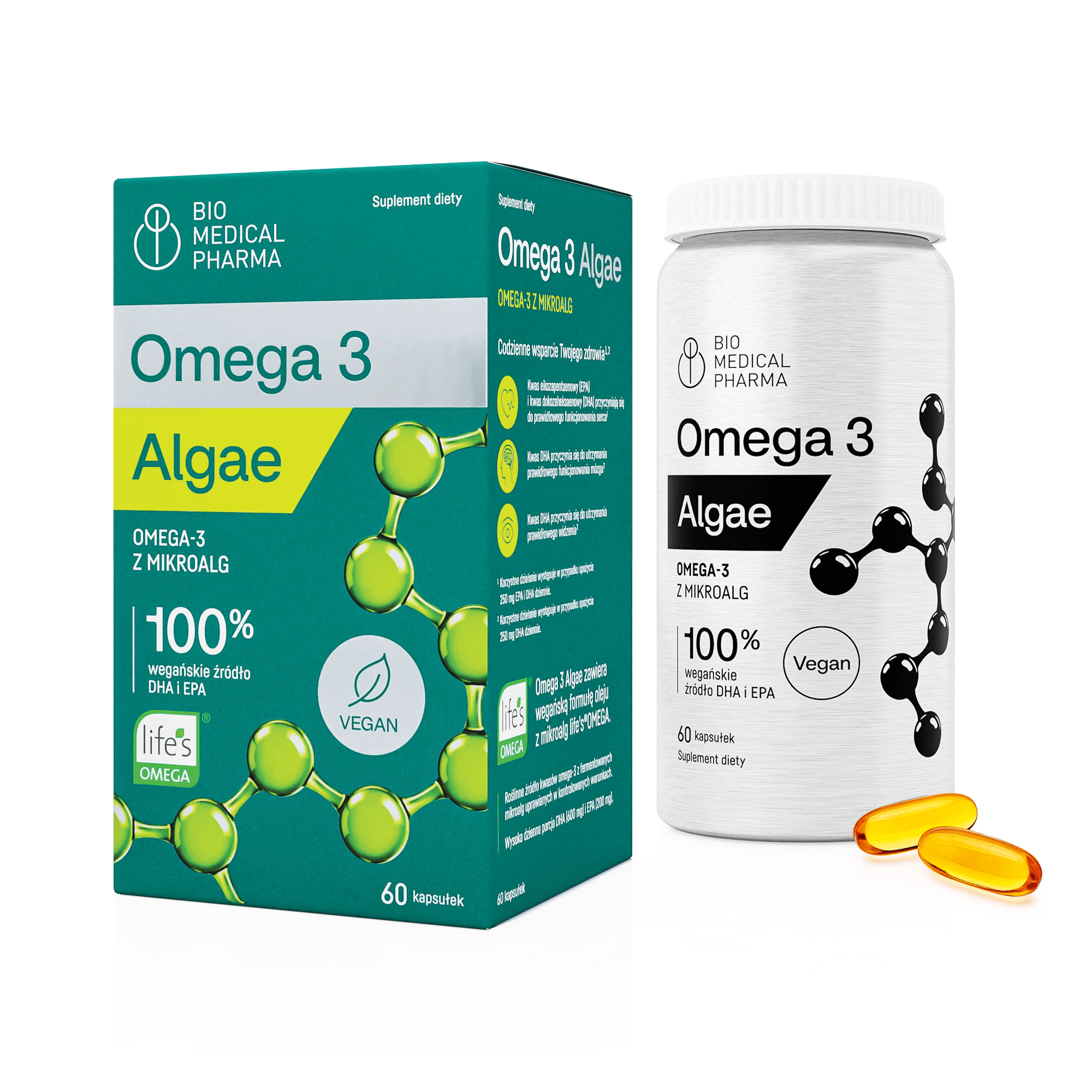 Omega 3 Algae - wegańskie DHA i EPA z mikroalg