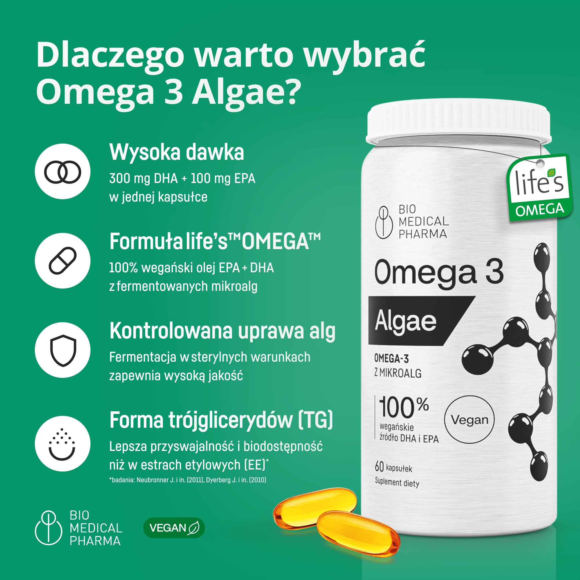 Omega 3 Algae - wegańskie DHA i EPA z mikroalg