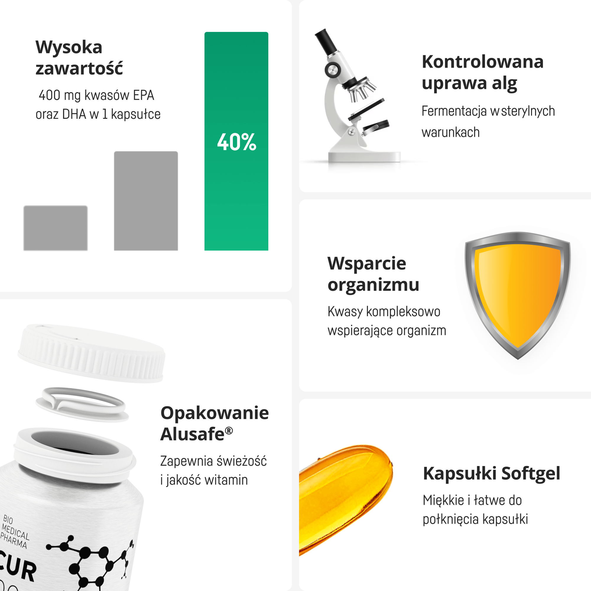 Omega 3 Algae - wegańskie DHA i EPA z mikroalg