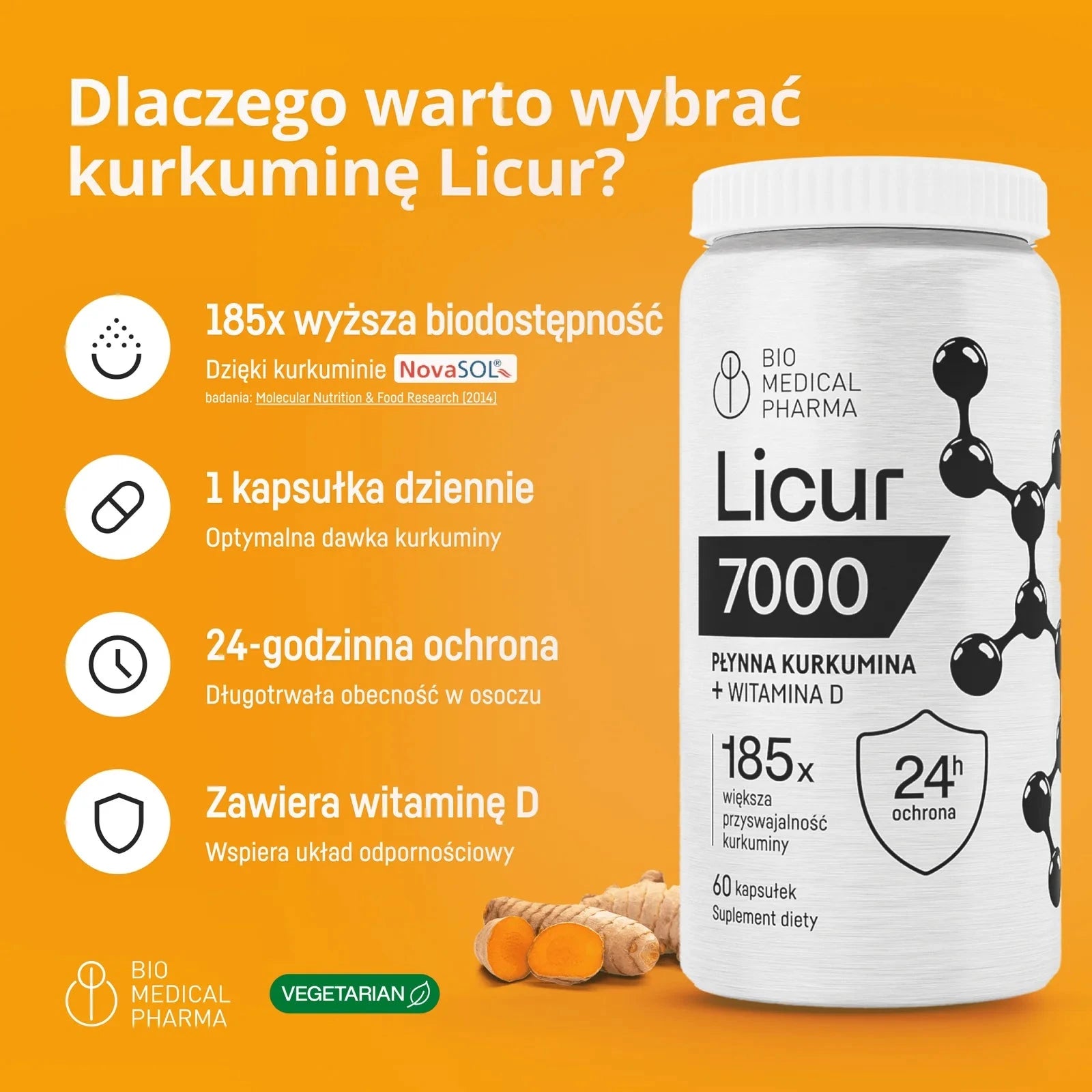 Zestaw: 2x Licur 7000 z witaminą D 60 kaps. - Kurkumina w kapsułkach