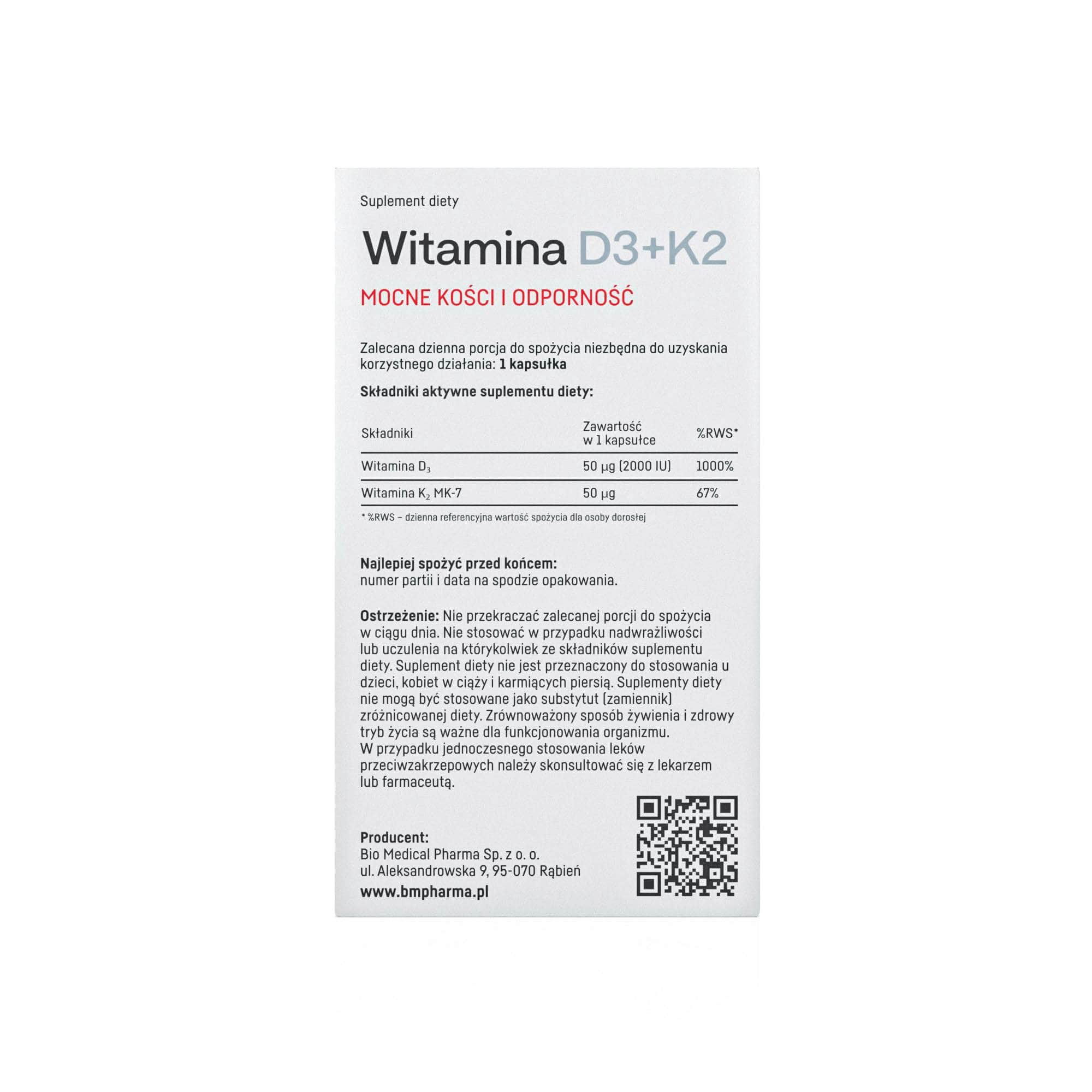 Zestaw: 2x Kości, Mięśnie, Odporność - Witamina D3 + K2 MK-7