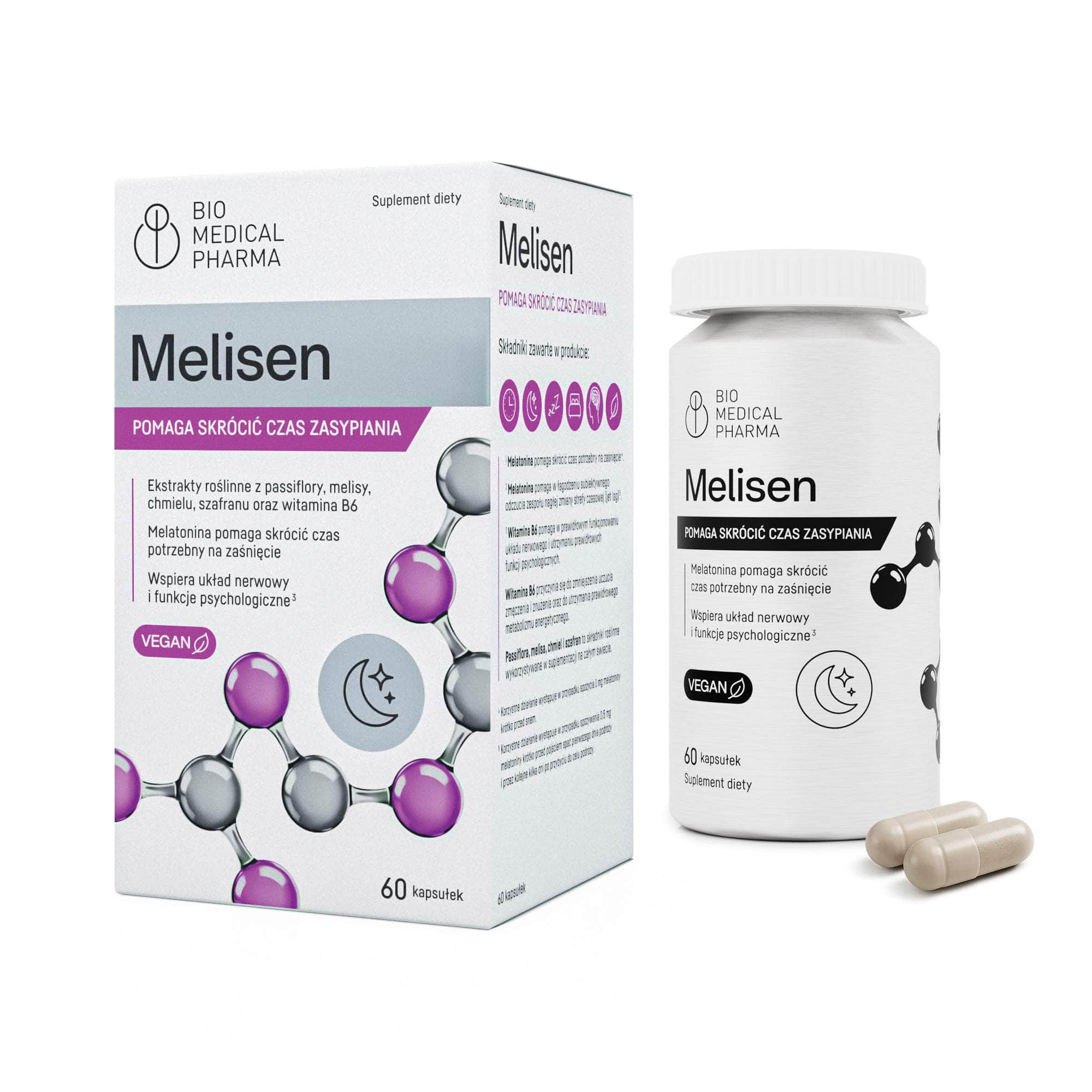 Melisen - melatonina 1 mg z 4 ekstraktami roślinnymi
