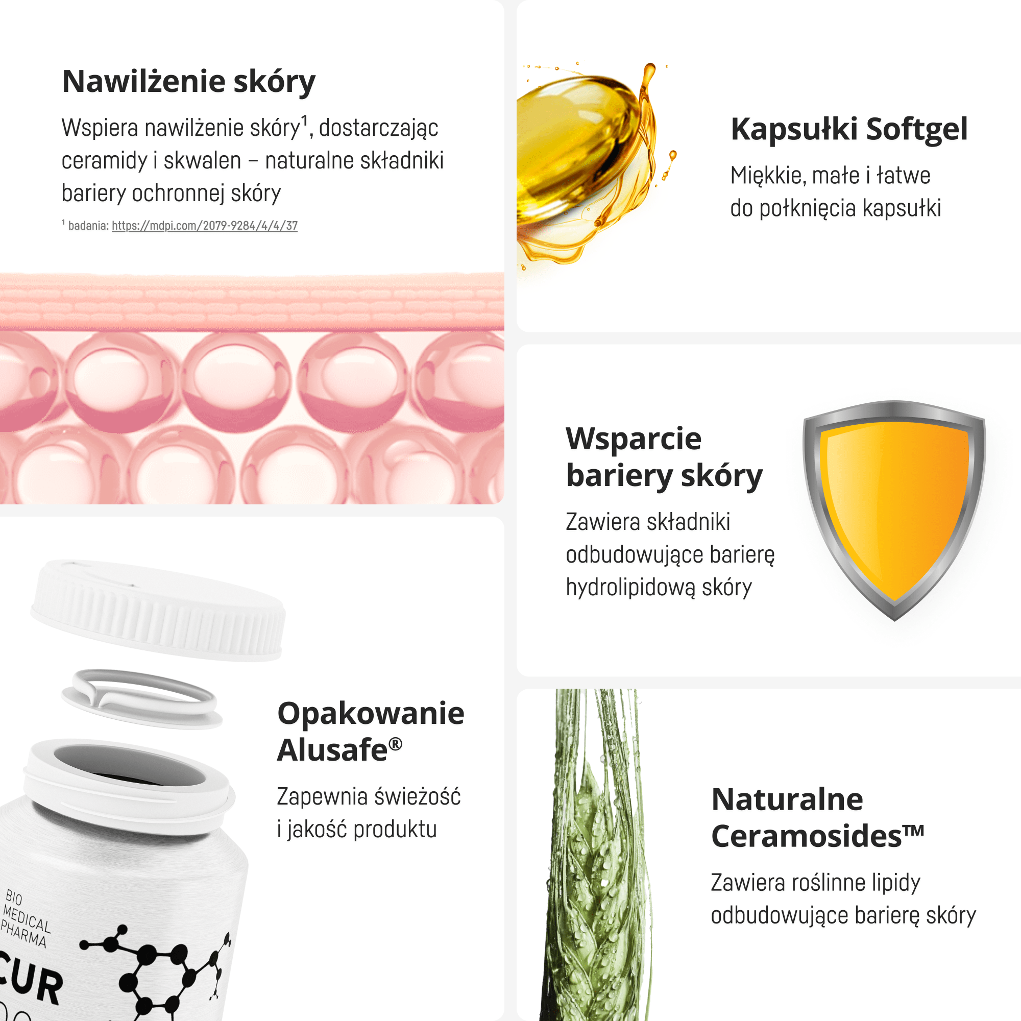 Grafika z zaletami suplementu Lipidcell
